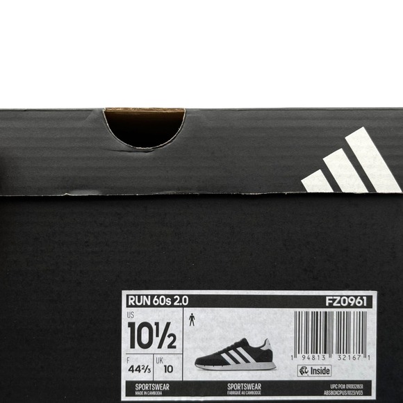adidas Run 60s 2.0‎ Men\'s Running Shoes Size 10.5 Black-White Retro-inspired main image 11